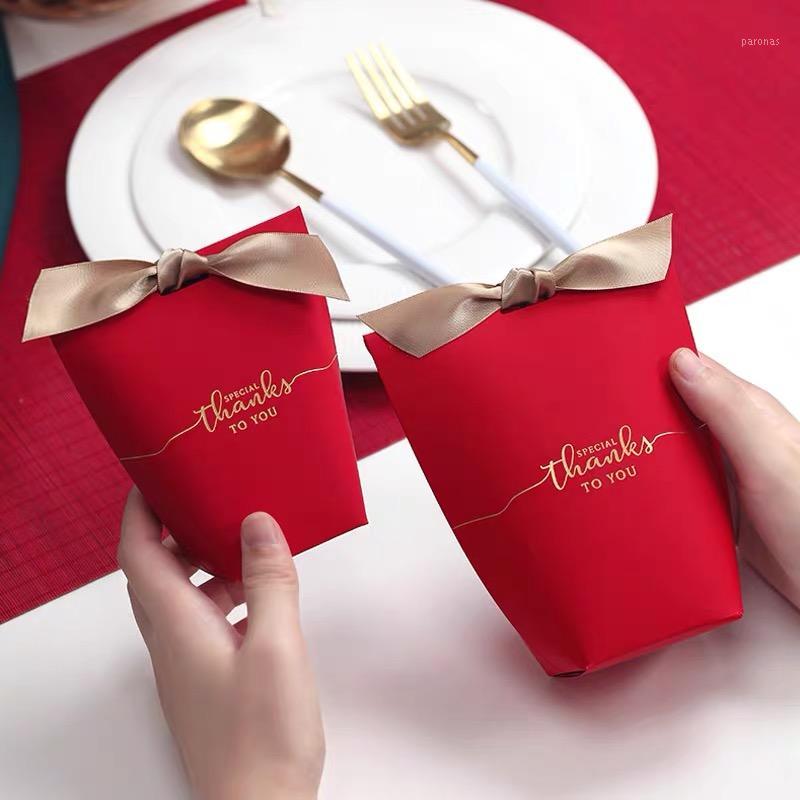 

Red Specially Thank You Paper box gift bags packing with ribbons gold foil party candy cardboard boxes 10pcs/lot1