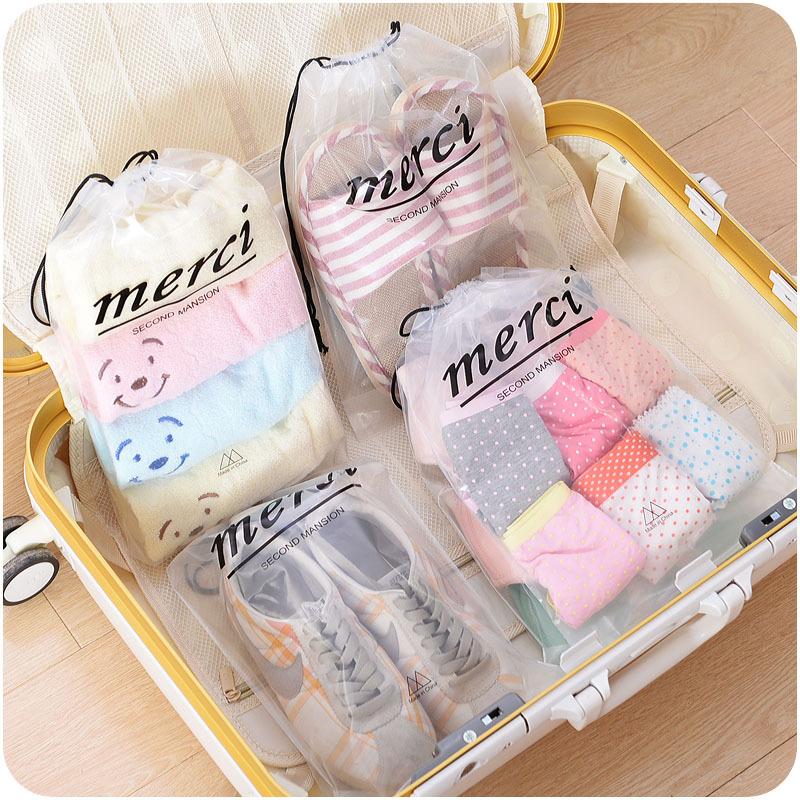 

Transparent Travel Luggage Organizer Bags Clothes Shoes Storage Bag Plastic Drawstring Hanging Bag 1PC 36*24.5cm
