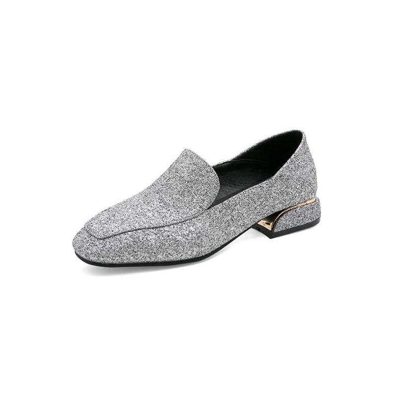 

QPLYXCO Elegant Fashion Pumps Women Shoes Square Heel Classic deep mouth Ladies single shoes Small & Lage Size 30-45 168-5, Silver