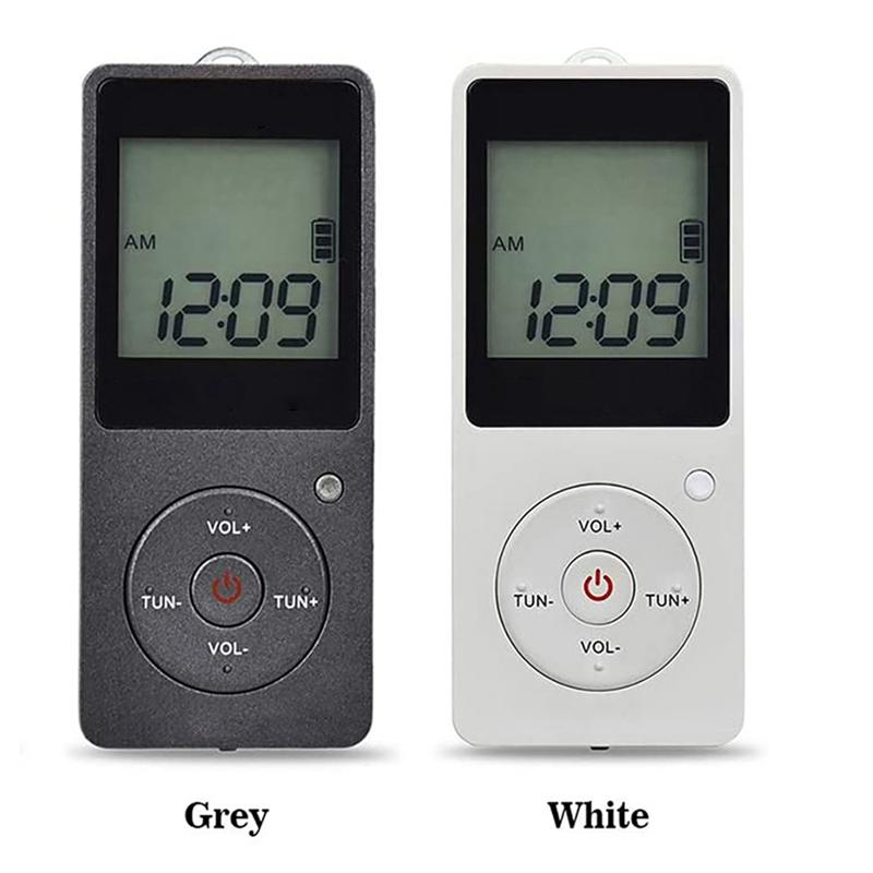 

Portable FM / AM Radio LCD Display Radio Conference Receiver with Earphone Sports Peeter (Silver Grey