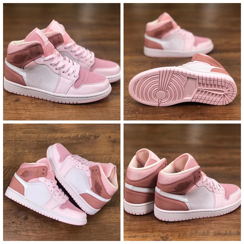 

New Hot 1 Mid WMNS Digital Pink Women Sneakers 2020 Basketball Shoes Designer Girls Baskets 1s des chaussures zapatos Size 36-39, #1