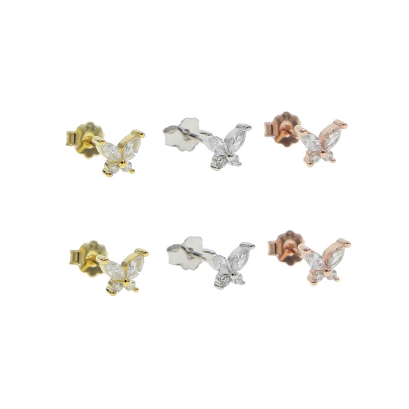 

Stud 3 Colors Dainty 925 Sterling Silver Minimalist Butterfly Cute Earring For Women Wedding Charm Jewelry Gift
