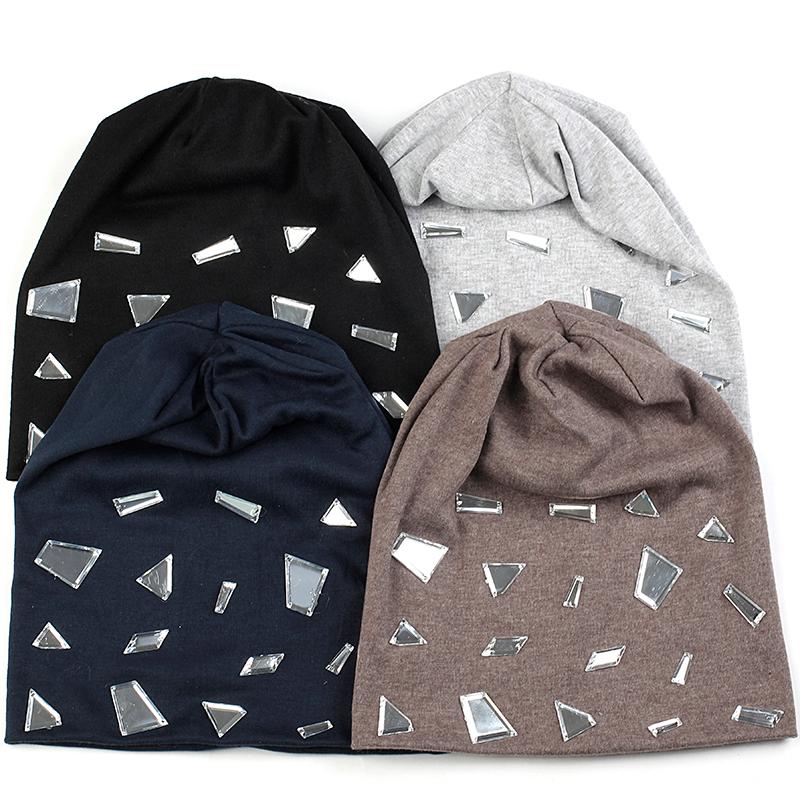 

Charm Wood Fashion Spring Winter Autumn Beanie Hat Cotton Skull Caps With Silver Accessories For Adults Woman Man Beanies Warm