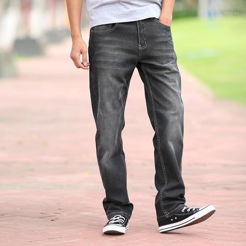

2018 Brand New Men's Elastic Cotton Stretch Jeans Pants loose Denim Trousers Men's Biker Fashion1, Black