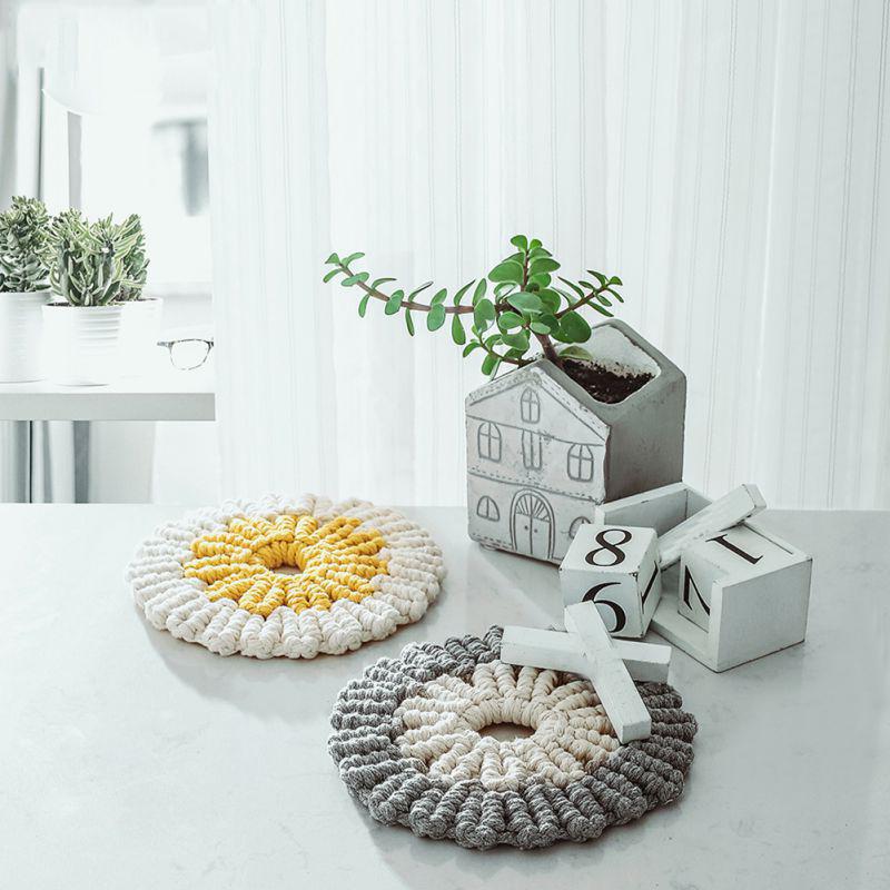 

Round Heat Insulation Pad Table Mat Hand-Woven Bowl Mat Pan Anti-Scald