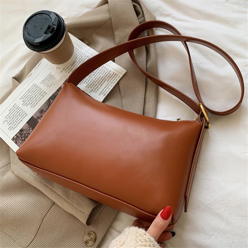 

Female Crossbody Bag Artificial Leather Women Simple High Quality Shoulder Bag Solid Color Fashion Youth Brown Small, Black