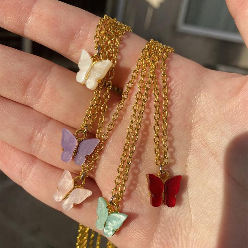 

Pendant Necklaces Stainless Steel Butterflies Necklace Gold Chian Butterfly Neckalces For Women Collares Bijoux Femme, Silver