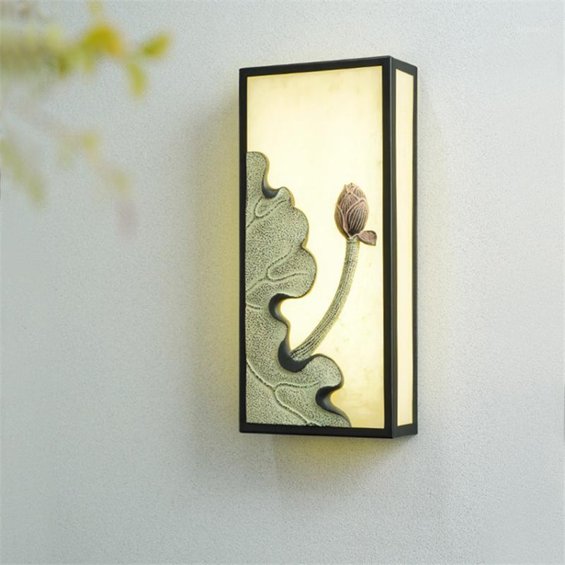 

Modern New Chinese Lotus Wall Lamps Living Room Bedroom Corridor Stairwell Carved Sconce Wall Lights Iron Deco Acrylic Lighting1