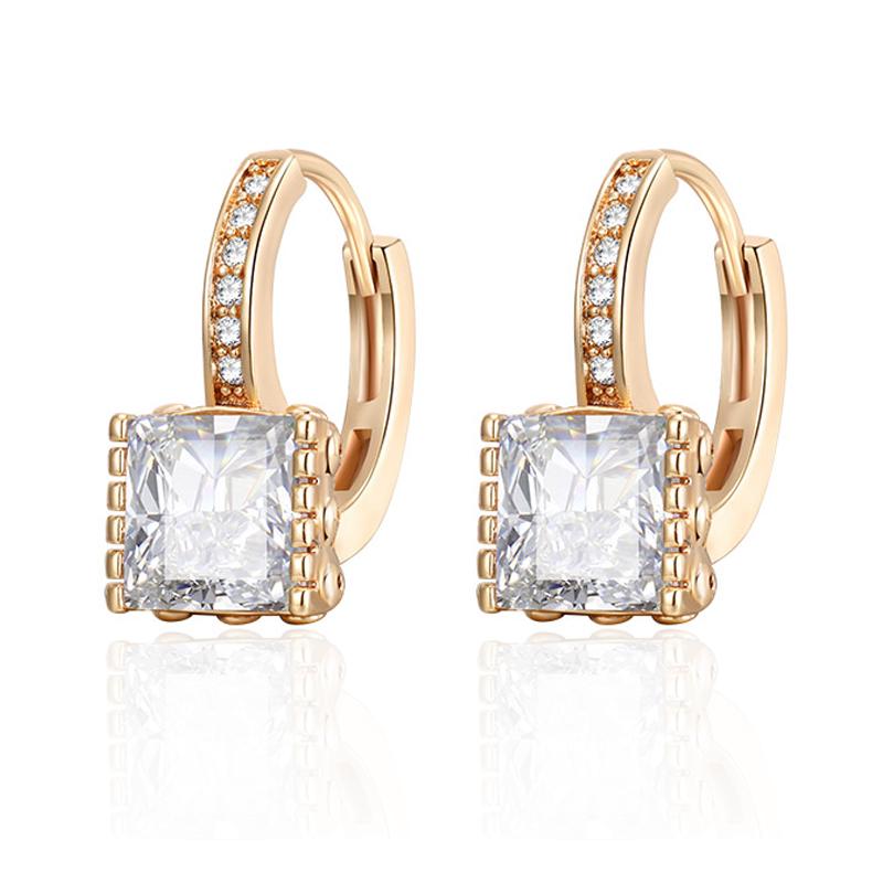 

Simple Square Cubic Zirconia Stud Earrings Gold Silver Color Plated Copper Zircon Earrings for Women Temperament Jewelry Gifts