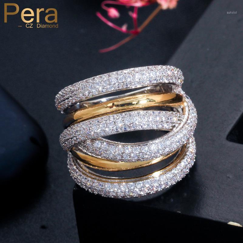 

Pera New Full Pave Cubic Zirconia Geometric Twist Big Round Dubai Finger Rings for Women Personalized Jewelry R1151