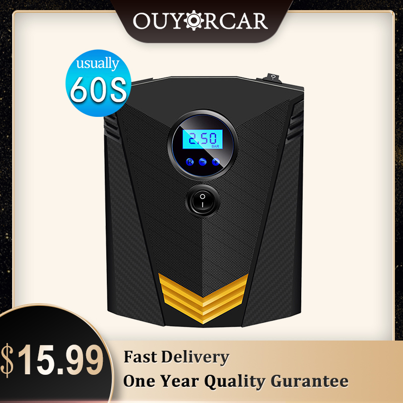 

Portable Air Compressor 12V Tire Inflator Car Tire Pump With Digital Pressure Gauge Bright Emergency Air Pump Auto
