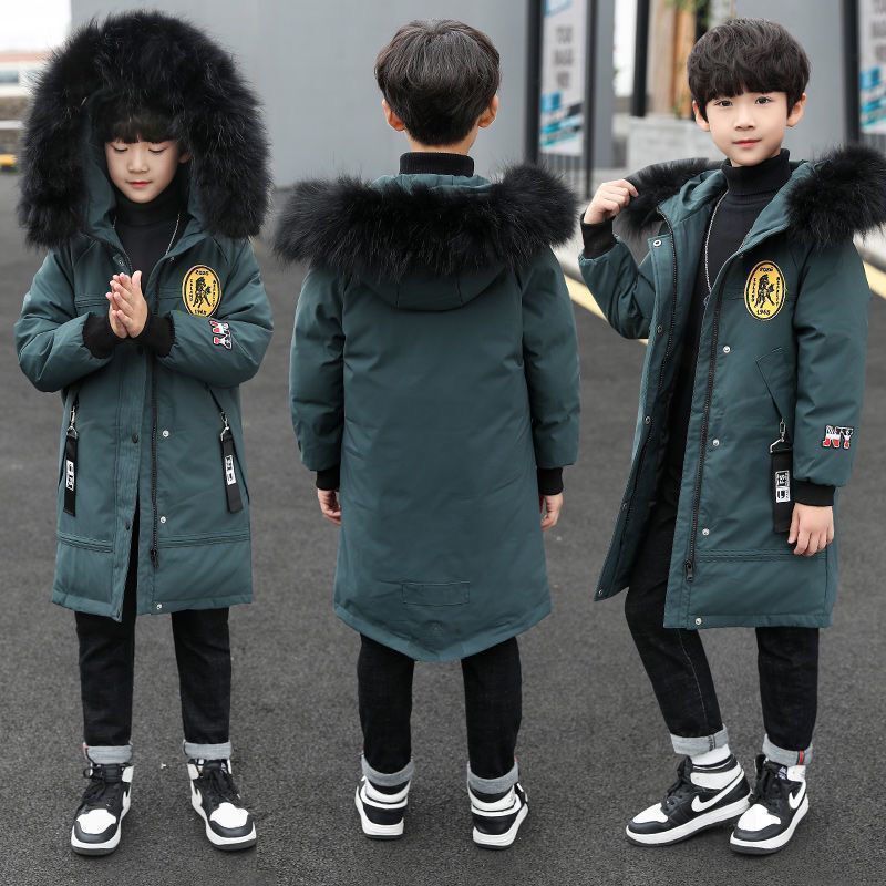 

NEW High Quality Winter Child Boy Coats Jacket Parka Big Kids Thicking Warm Coat 6 8 10 12 14 Year Puffer Hooded Outerwears 201126, K khaki