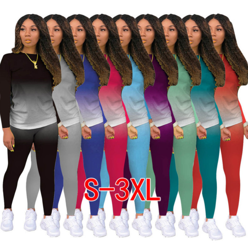 

Women Tracksuit Designer clothes 2020 Gradient Color Two Piece Outfits Jogging Suit Ladies New Fashion Casual Sportswear DHl 9 Colors 2020, Purple