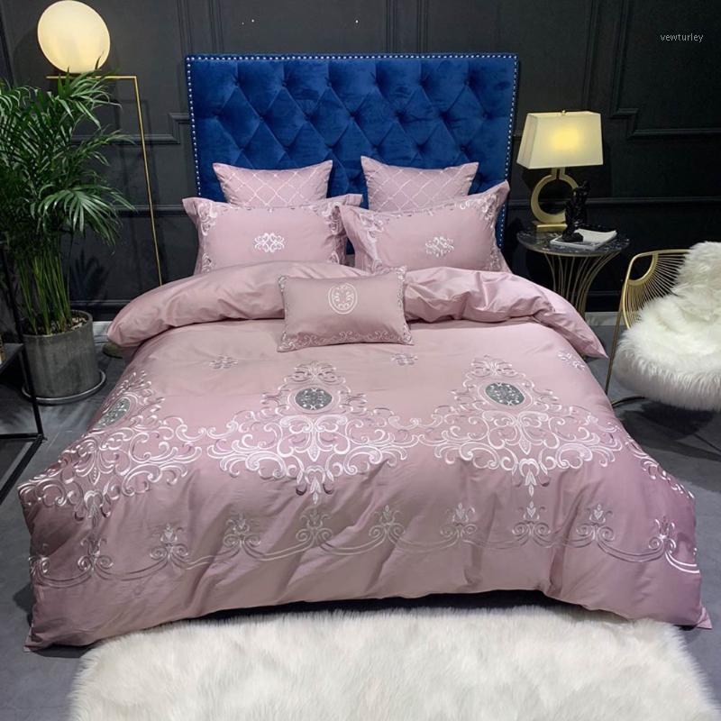 

Svetanya Pale Mauve Flowers Egyptian Cotton Oriental Bedding Sets Queen King Size Embroidery Duvet Cover Set Sheets Bedlinen1, 20205047