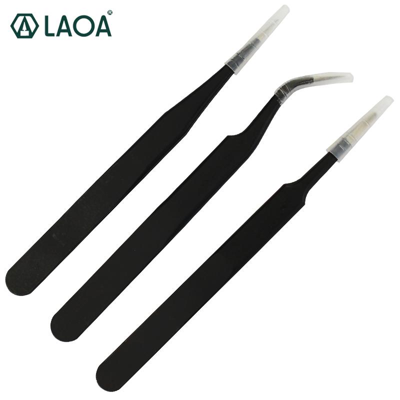 

LAOA 3PCS Stainless Steel Tweezers Portable Pinzette Watch Repairing Tools Dental Tool Pincet