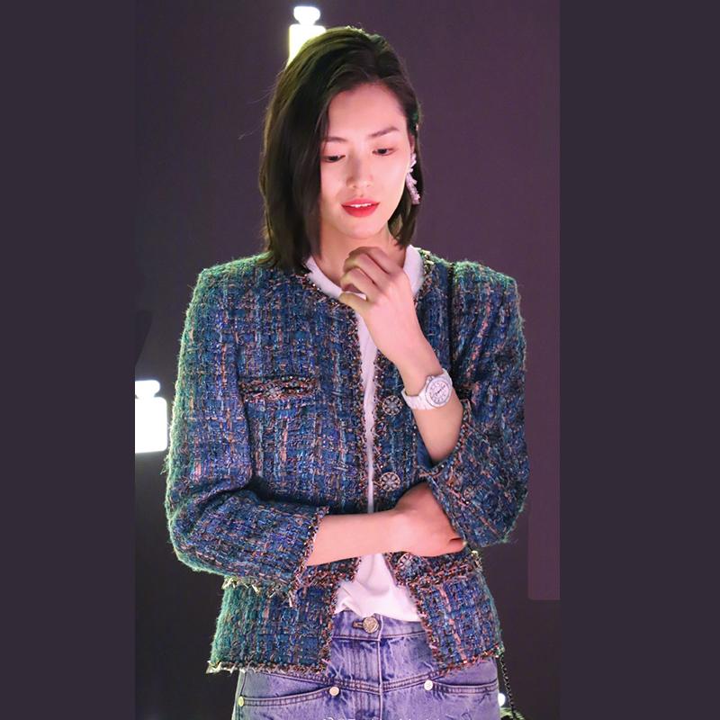 

High Quality Runway Tweed Jacket 2020 Autumn Women Elegant Single Breasted Plaid Weave Tweed Jacket Coat Office Lady Overcoat, Skirt