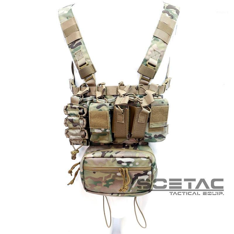 

Tactical Gear Training Army Nylon Plate Carrier Talkie Walkie Magazine 3 Chest Rig With Drop Pouch Bag Tactical Vest1, Black