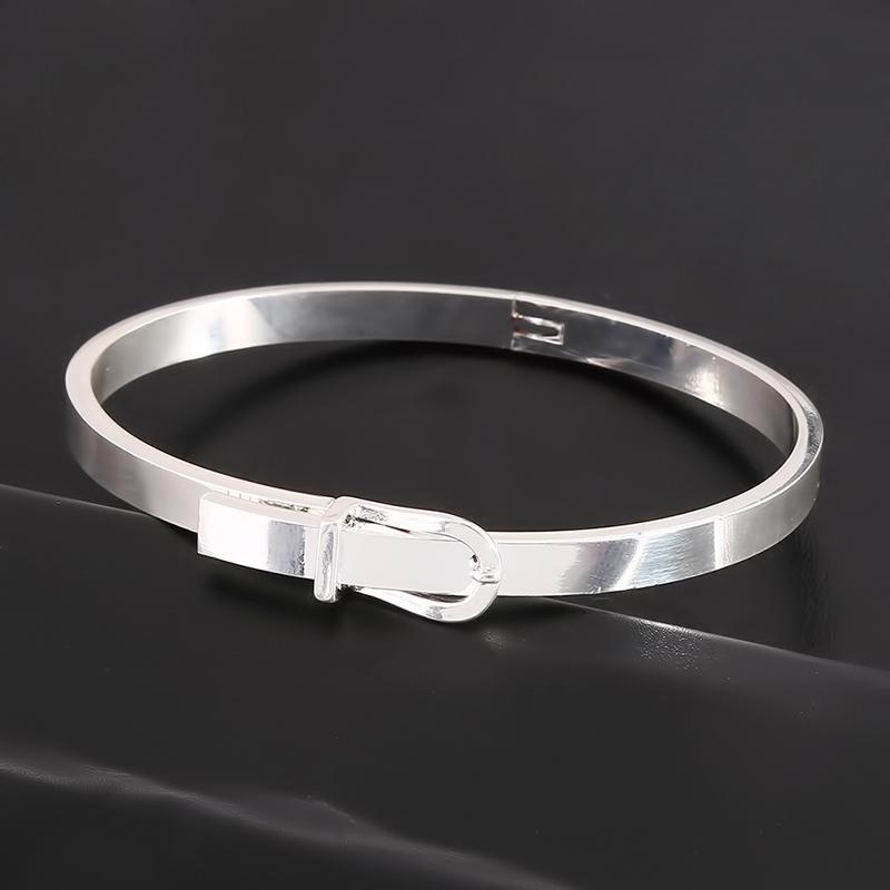 

Belt Buckle Design Bracelet Femme 2 Colors Gold/Silver Stainless Steel Punk Adjustable Cuff Bracelets Bangles Lady Jewelry