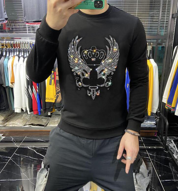 

2021 New Brand Clothing Men's Pullovers Luxury Designer Men Hoodie Fall Winter Rhinestones Sweatshirts S4w4, As shown