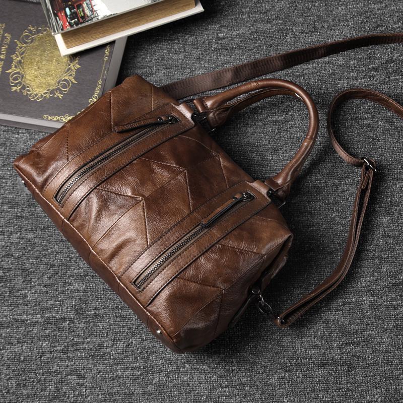 

Legend Double Zippers Genuine Leather Handbag Women Shoulder Crossbody Bags Designer Luxury Ladies Tote 2021 Purse, 50010302-2
