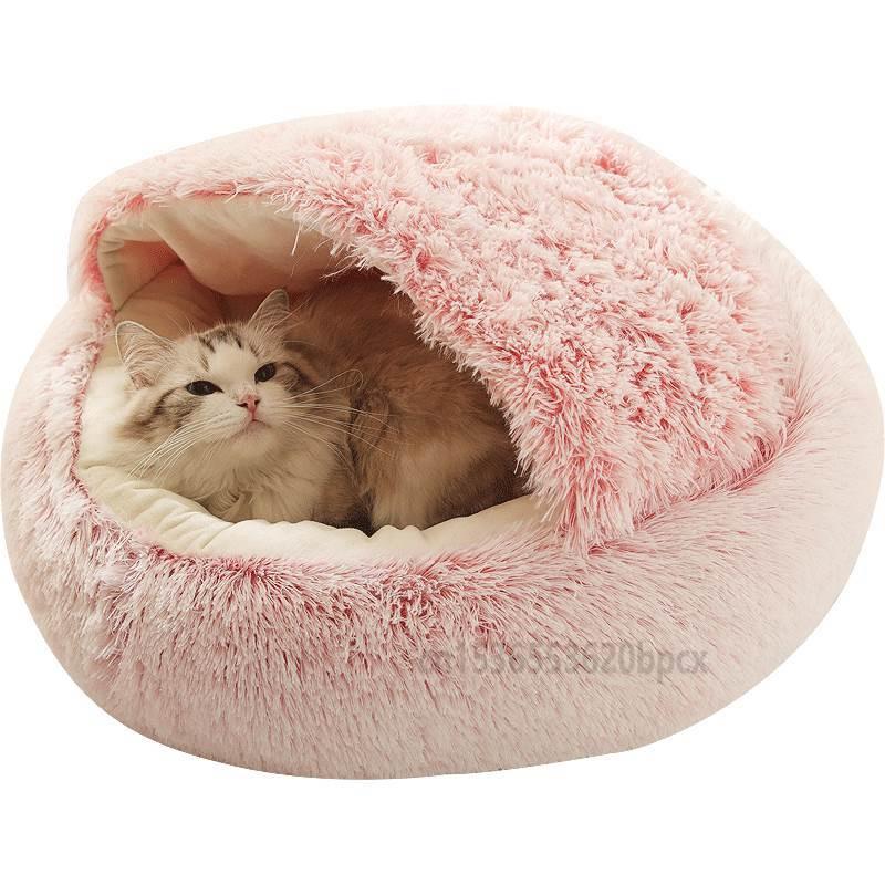 

Cat Bed Winter Warm Plush Round Bed House For Cat Slipper Style Cave Tent For Small Dogs Lovely Soft Nest Beds Mats Pet Supplies