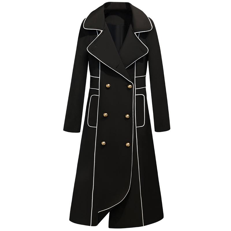

plus size 6XL!new arrival fashion double breasted trench coat women, Black