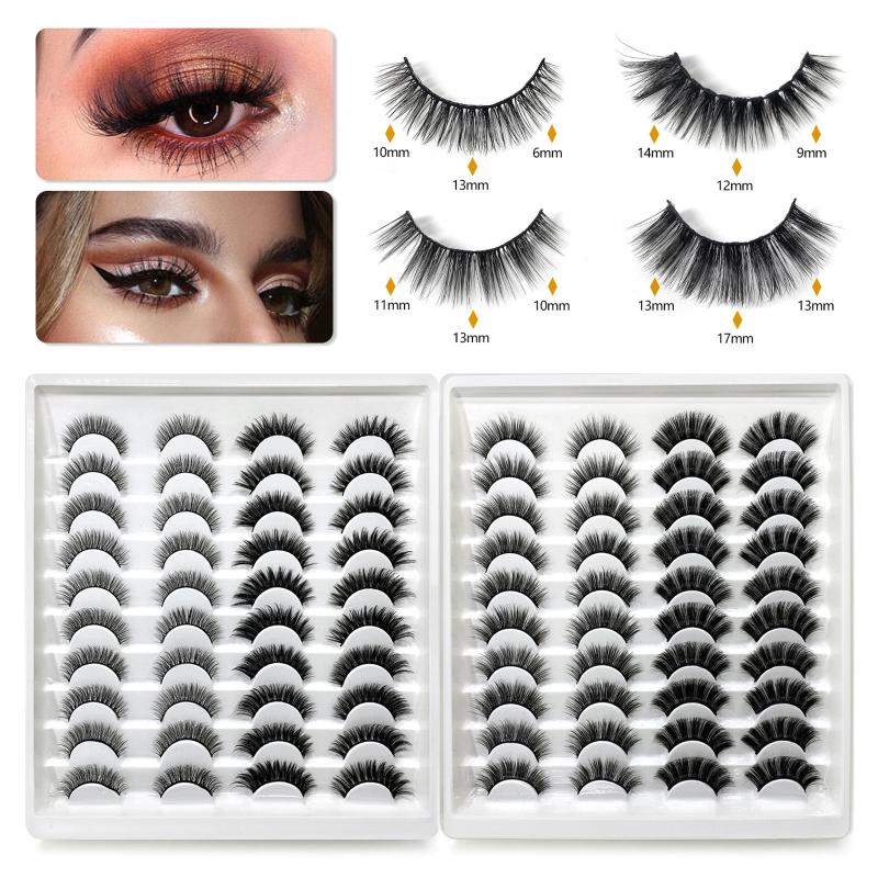 

40 Pair 3D False Eye Lashes Wispy Cross Extension Eyelashes Set Handmade False Thick Eyelashes Resuable Beauty Cosmetic Makeup