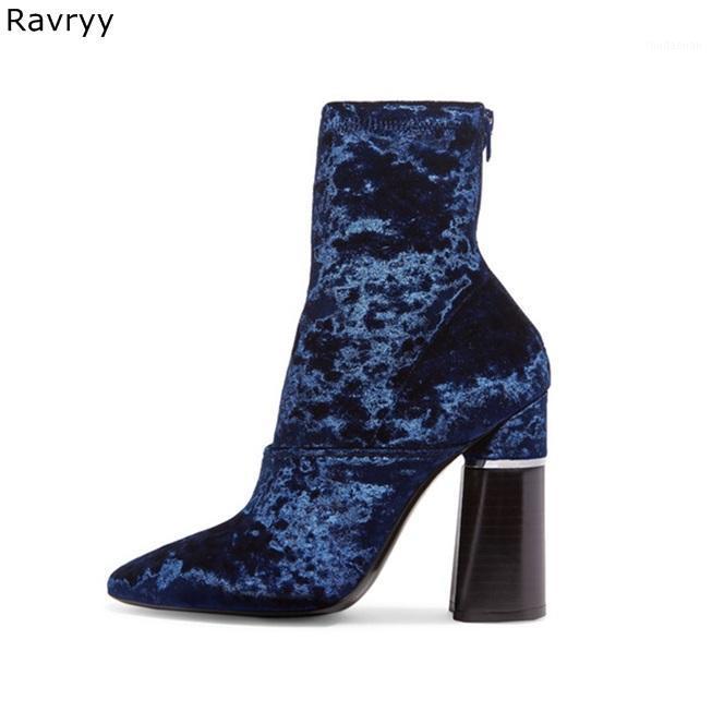 

Leather Woman Ankle Boots Thick Heel Est Fashion Autumn Winter Short Boot Concise Style Female Party Shoes1, Blue