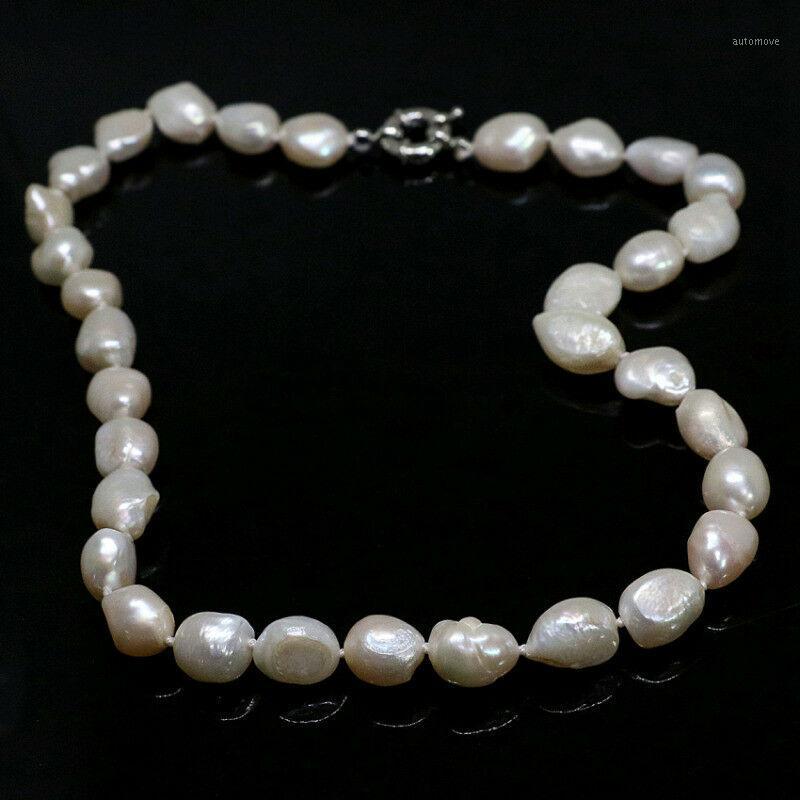 

Hot Natural White Cultured Freshwater Irregular Pearl Necklace10-12mm Chain 18" 36"1