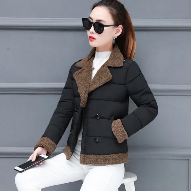 

2021 New Mulher De Inverno Parkas Curto Grosso Casacos Quentes Jwwg, Black