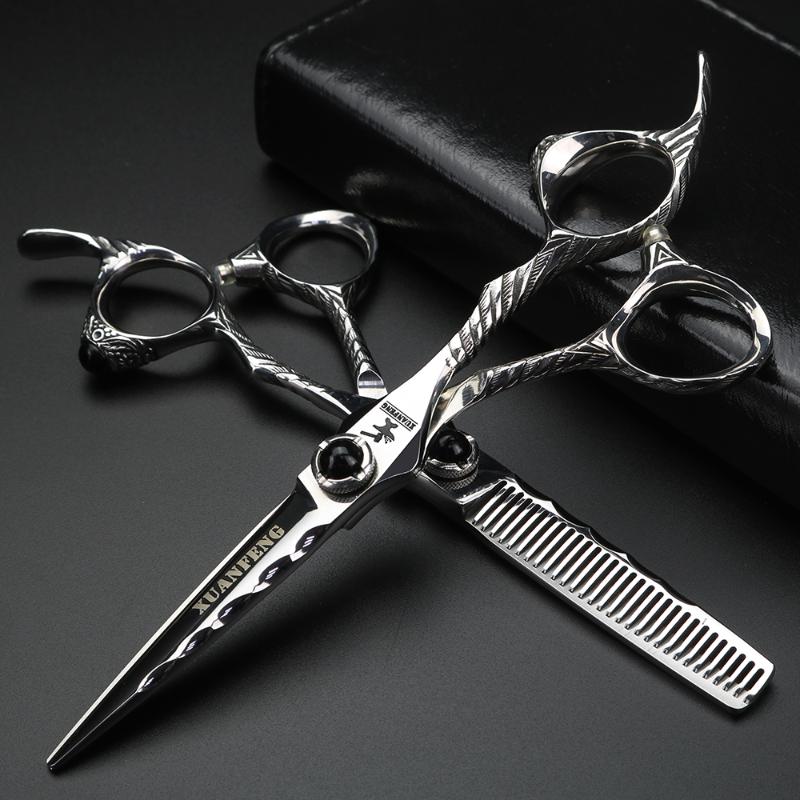 

Professional Hairdressing Scissors 6 inch Silver 440C Steel Cutting Scissors Hair Thinning Shear for Barber Salon Home Men Women