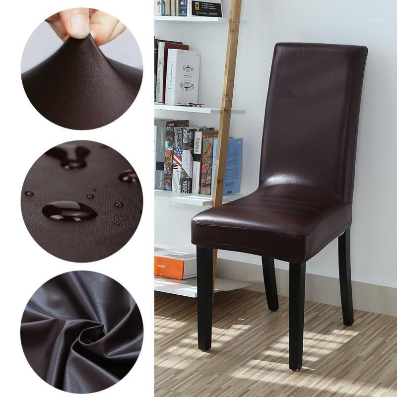 

Waterproof Leather Chair Cover Slipcover Office Chair Cover Spandex Solid Matte Dining Wedding Seat Slipcover D301