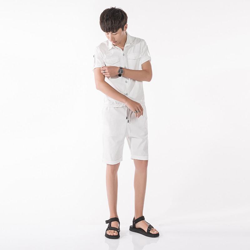 

New 2020 Men Denim Harem Jumpsuit Street Fashion Casual A Piece Short Sleeve Short Jeans Overalls Male Hip-Hop Trousers Jumpsuit, Blue