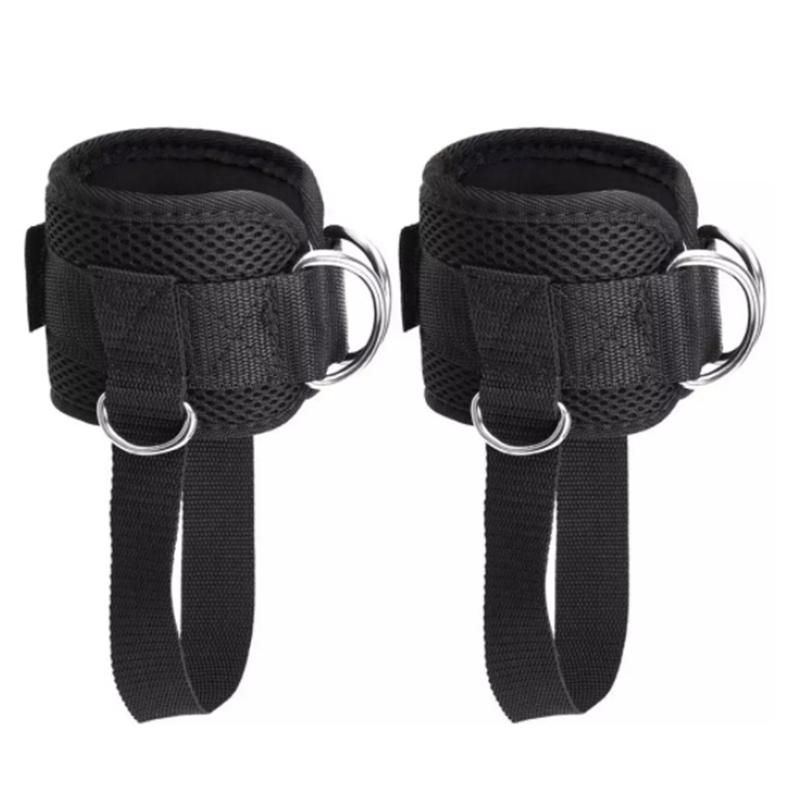 

Adjustable Ring Ankle Straps with Foot Strap Cable Machine Fitness Thigh Glute Exercises Padded Ankle Cuffs Accessories, Black