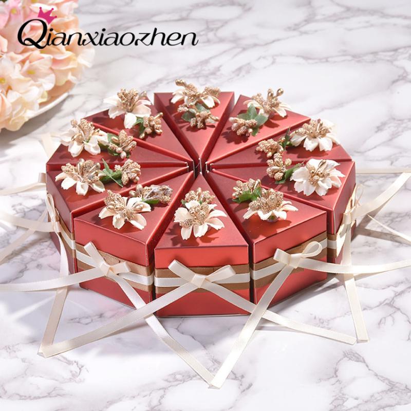 

Qianxiaozhen 10pcs Flower Wedding Cake Candy Box Favor Boxes Wedding Favors And Gifts Event & Party Supplies