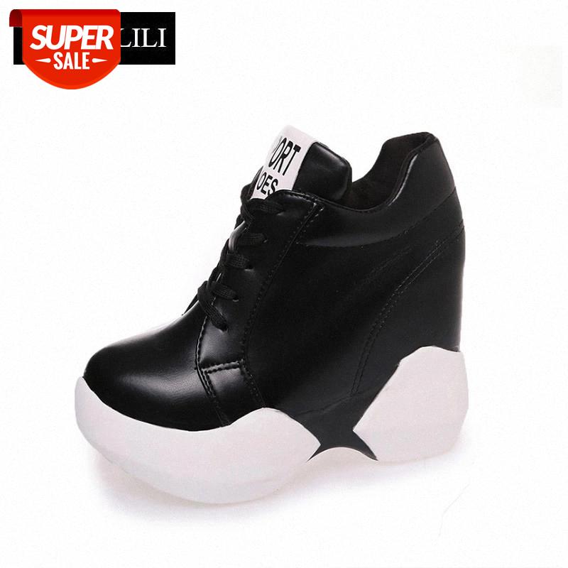 

COOTELILI Autumn Women Sneakers Platform Inside Increased Internal Casual Shoes Woman Pumps Oxfords Lace up Black White 35-39 #wT7h