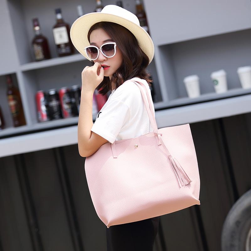 

Women's Soft Faux Leather Tote Shoulder Bag Big Capacity Tassel Handbag Hand Bags Women 2021 Tote Bags for Women Hand, Black