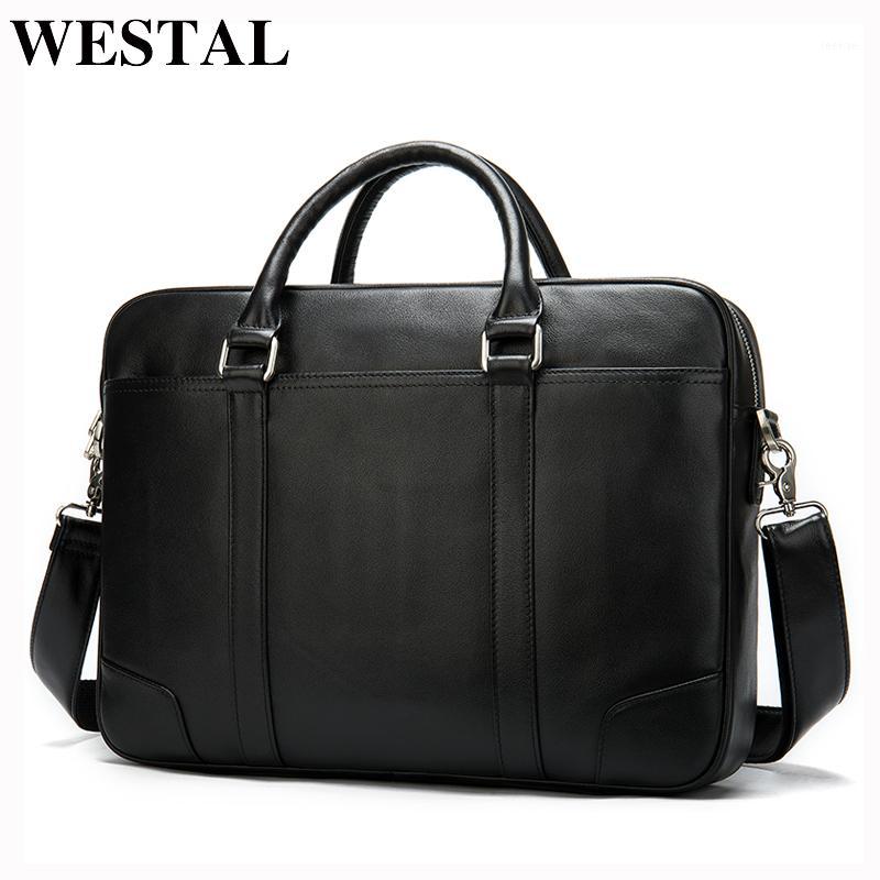 

WESTAL Men's Bag Genuine Leather Briefcase Men Messenger Bag Men Leather Laptop Computer High-quality Office Bags for1, 8988black