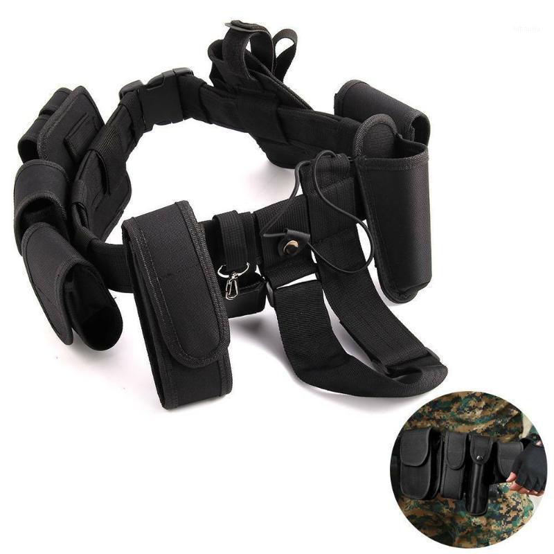 

10pcs Multifunctional Security Belts Outdoor Tactical Training Guard Utility Kit Duty Belt Belt With Pouch Set1, Black