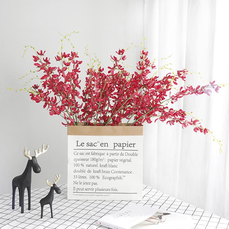 

100cm 27 head simulation orchid long branch silk flower holiday family party gift hotel office garden wedding scene layout, Red