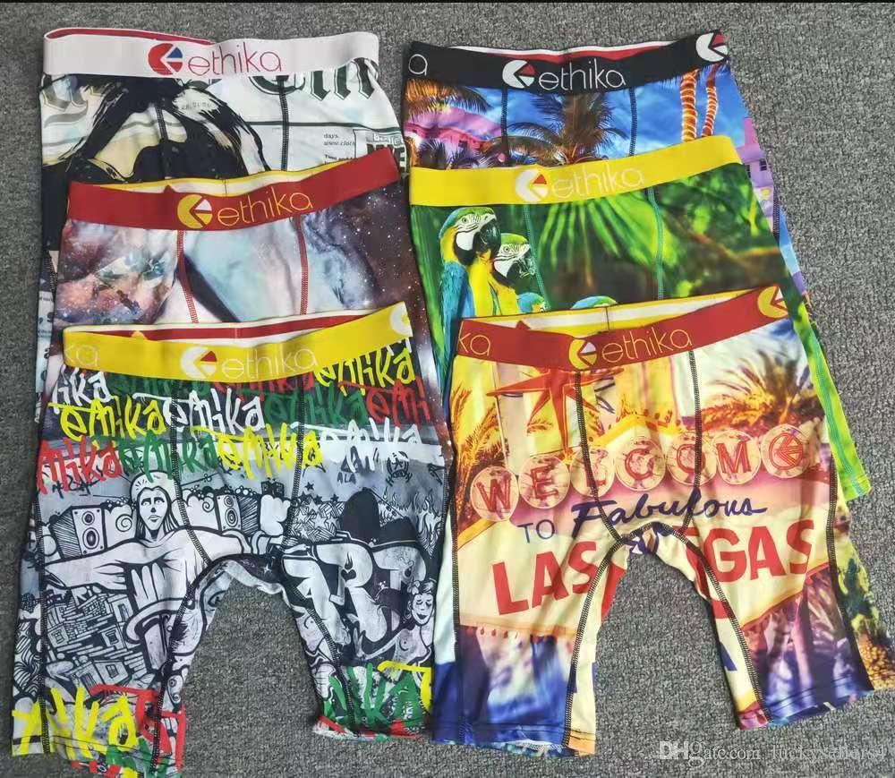 

Unisex ethika boxers Technical Underwear Graffiti Women Men Fitness Quick Dry Cotton Boxer Sport Short Boxer Underpants767, Random color