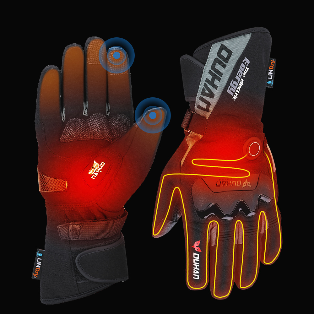 

Motorcycle Heated Gloves Touch Screen Winter Warm Skiing Gloves Waterproof Rechargeable Heating Thermal Gloves For Snowmobile 201104, Blue;gray