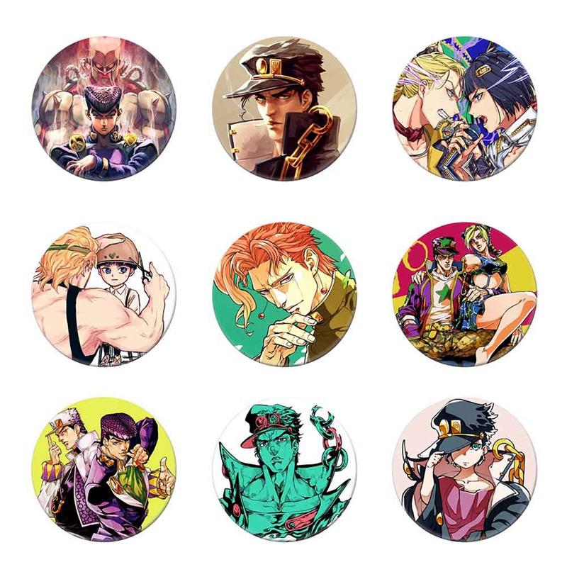 

JoJos Bizarre Adventure Anime Jotaro Kujo Jonathan Joestar Joseph Giorno Giovanna Guido Mista Dio Brando Metal Badge Pins brooch