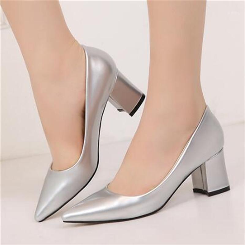 

Plus Size 42 43 44 45 46 Women's Pointed Toe Square Heel Wedding Dress Pumps Sexy Patent Leather Female Office High heel Shoes1, Black