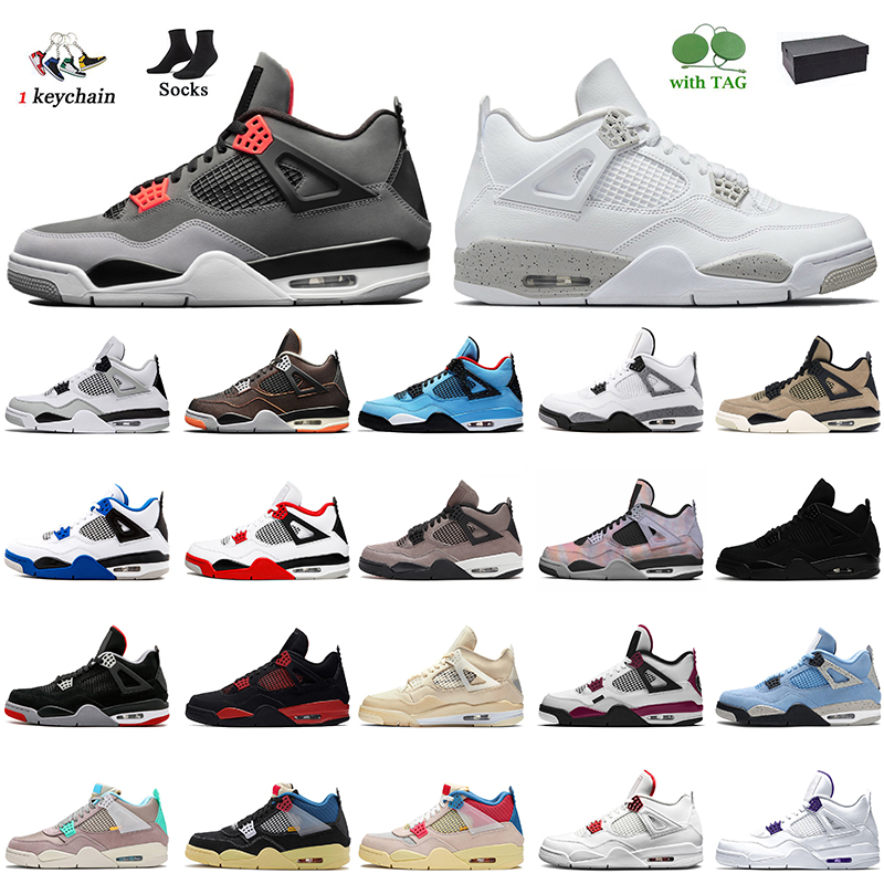 

4s Infrared White Oreo High OG Basketball Shoes Top Quality Women Mens Jumpman 4 Zen Master Red Thunder University Blue Military Black Cat Trainers Sneakers With Box, C43 black 40-47