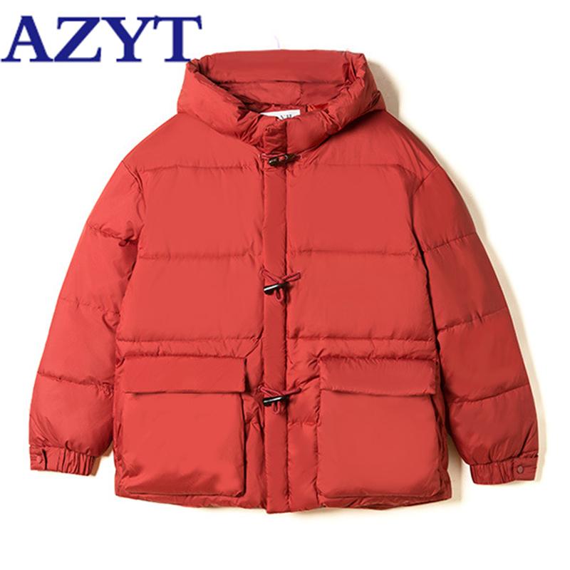 

AZYT Oversized Loose Women Hooded Winter Jacket 2021 Big Pocket Down Cotton Parkas For Women Chic Buttons Thicken Cotton Coat, Beige