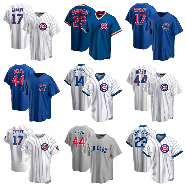 

Chicago Cubs Men's Ryne Sandberg White Kyle Schwarber Home 2020 Ernie Banks Bryant Baez Anthony Rizzo Jersey, Black