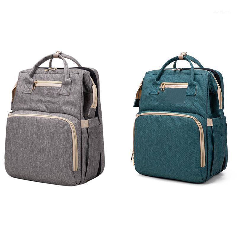 

Multifunctional Diaper Bag Backpack Travel Portable Large Capacity Double Shoulder Mother Foldable Crib Bag1, Gray
