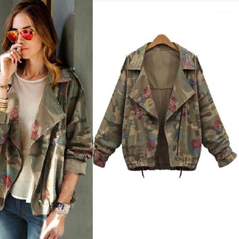 

Women's Jackets Women Short Outwear Bat Sleeve Vintage Army Green Camo Denim Jacket Coat Rose Print Camouflage Jeans Coat1