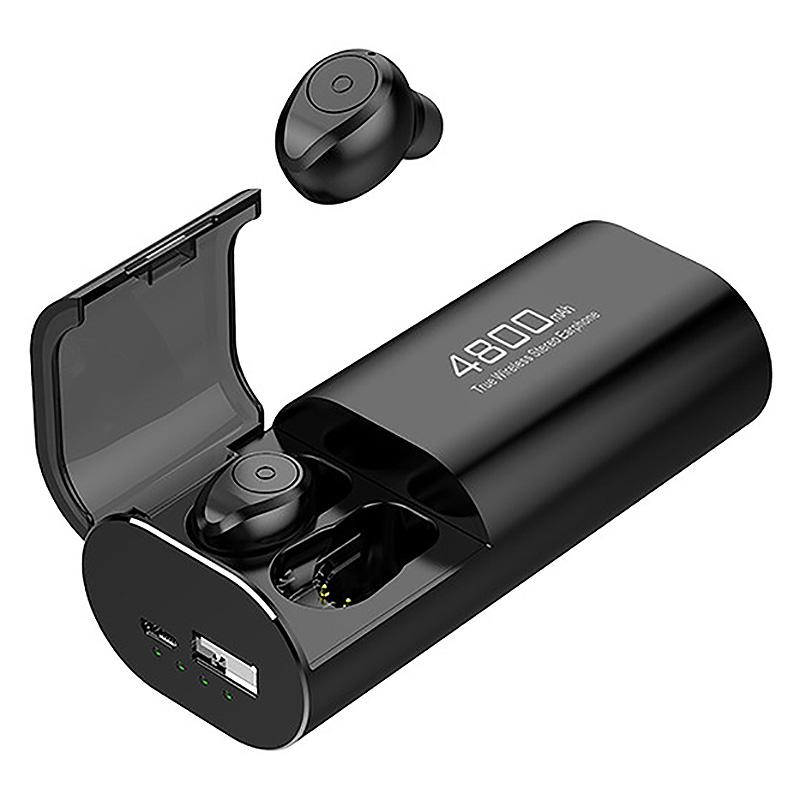 

Wireless Bluetooth 5.0 Headphones with 4800MAh Charging Case [As Power Bank] with Mic USB Type C Cable TWS Stereo In-Ear Earphon, Black